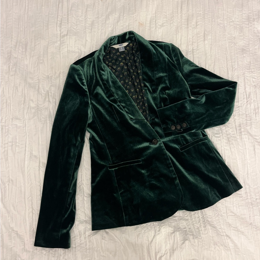 Holiday Green Velvet Blazer